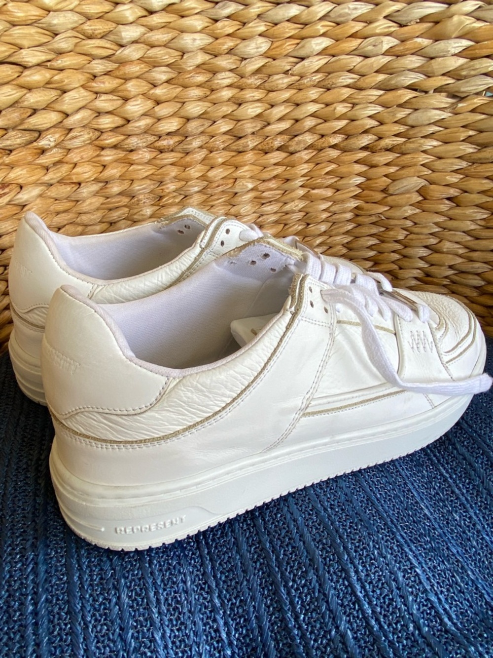 REPRESENT Luxury APEX White Low Top Leather Trainer Sz 12 $185